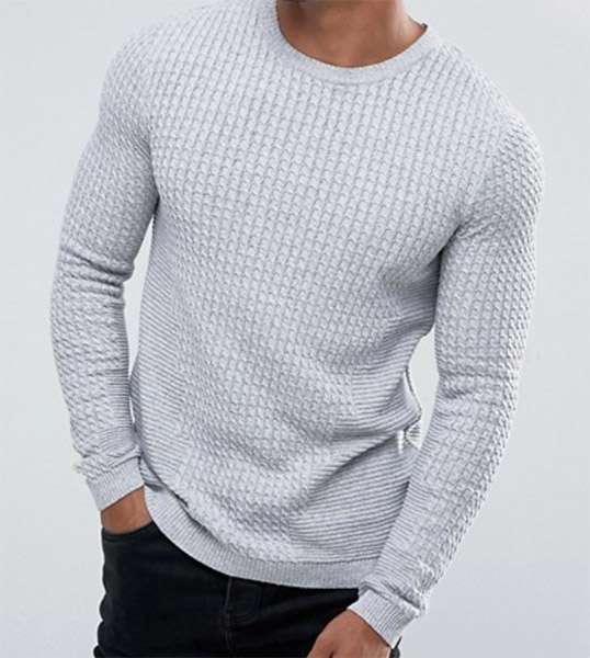 Adriat Men Pullover Solid Color Casual Crew Neck Long Sleeve Knit Sweaters 